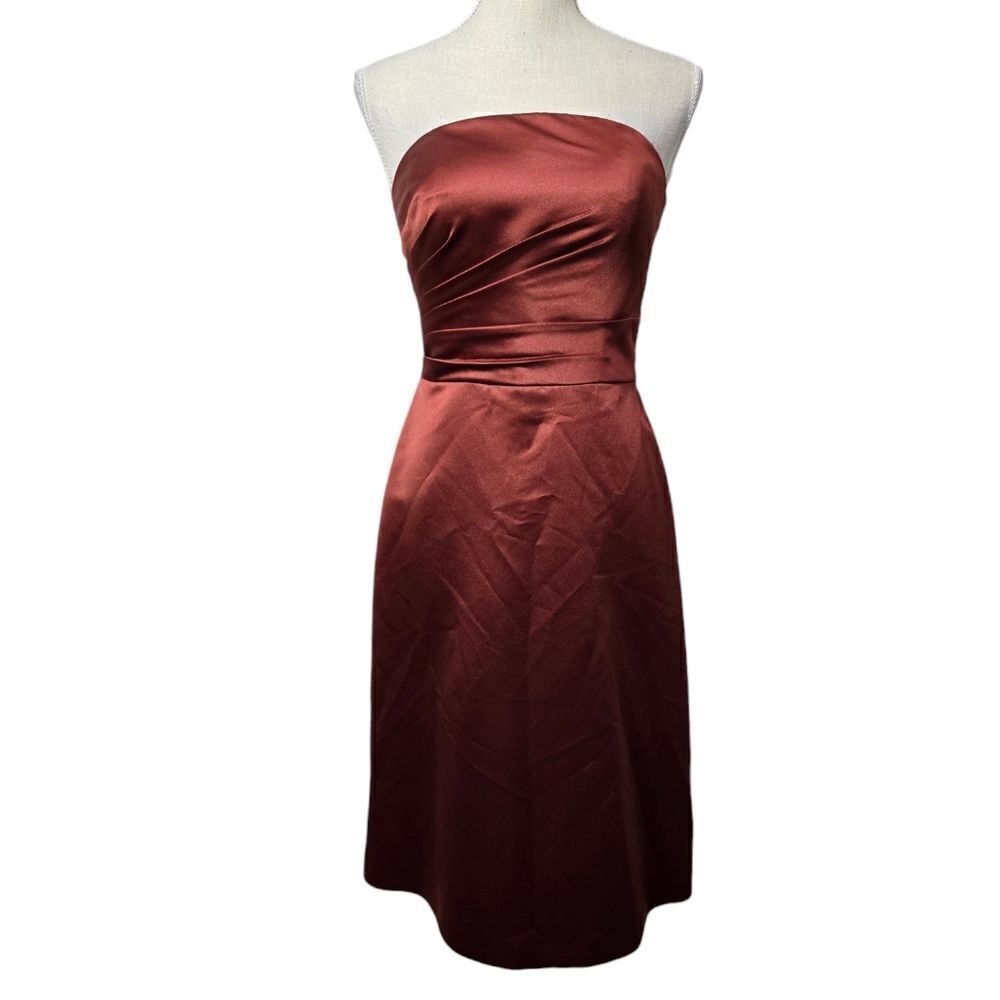 Bill levkoff classics strapless cocktail dress in cinammon color sz 4